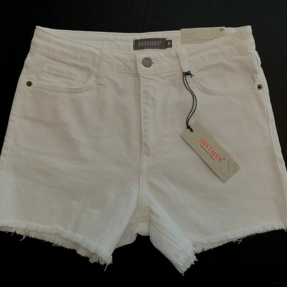 Helena High Rise Fray Hem Shorts By Just USA